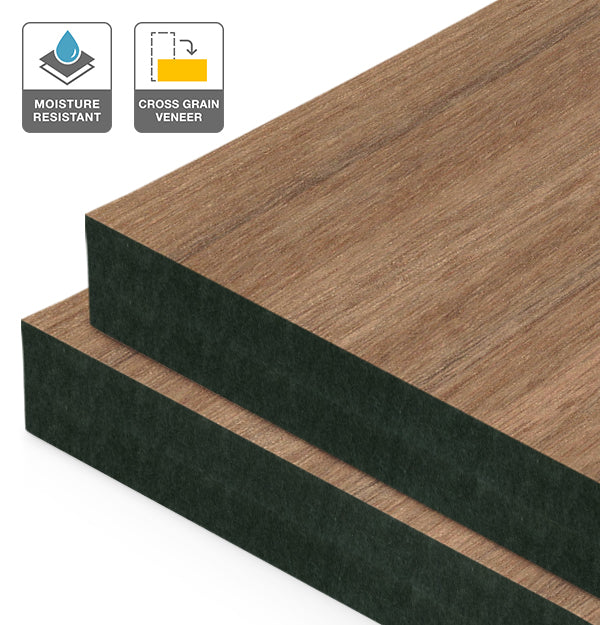 Ironbark Veneer Quarter Cut Cross Grain on Black Moisture Resistant MDF