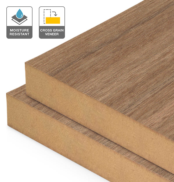 Ironbark Veneer Quarter Cut Cross Grain on Moisture Resistant MDF