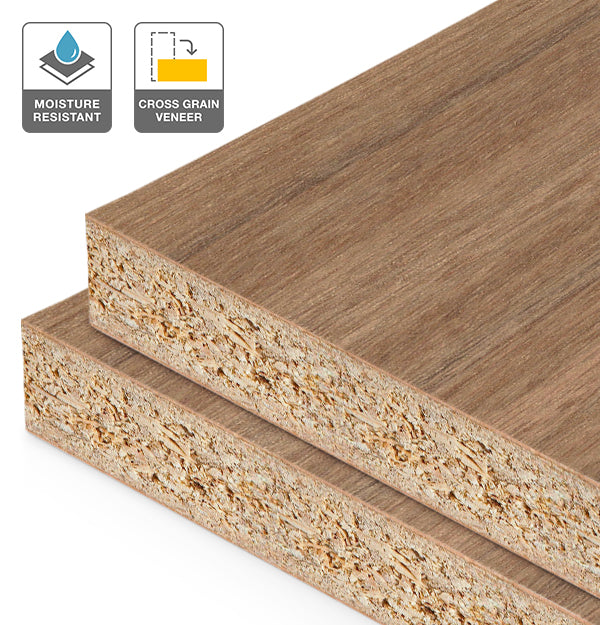 Ironbark Veneer Quarter Cut Cross Grain on HMR Moisture Resistant Particleboard