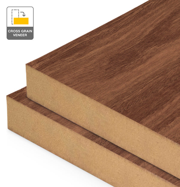 Jarrah Veneer Crown Cut Cross Grain on MDF