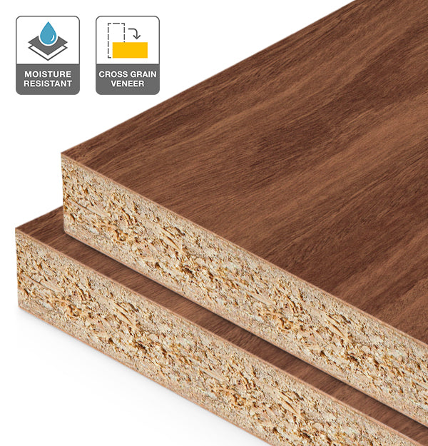 Jarrah Veneer Crown Cut Cross Grain on HMR Moisture Resistant Particleboard