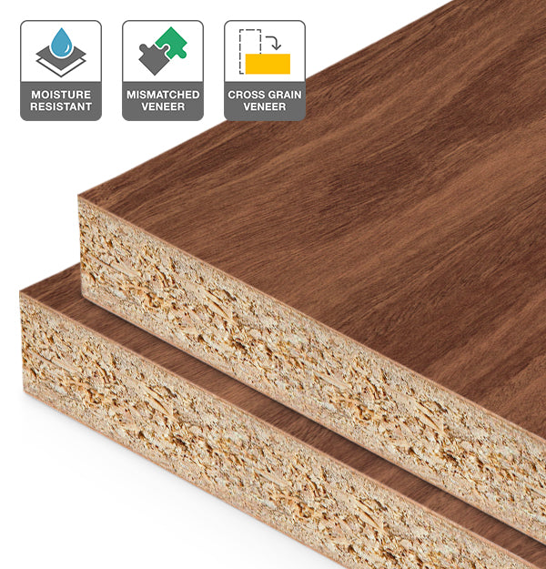 Jarrah Veneer Mismatched Cross Grain on HMR Moisture Resistant Particleboard