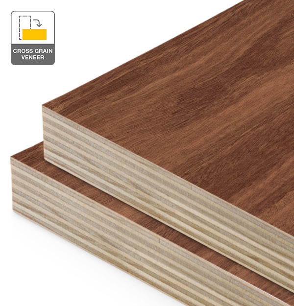 Jarrah Veneer Crown Cut Cross Grain on Plywood