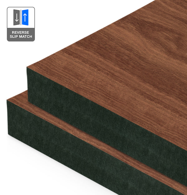 Jarrah Veneer Crown Cut Reverse Slip Match on Black MDF