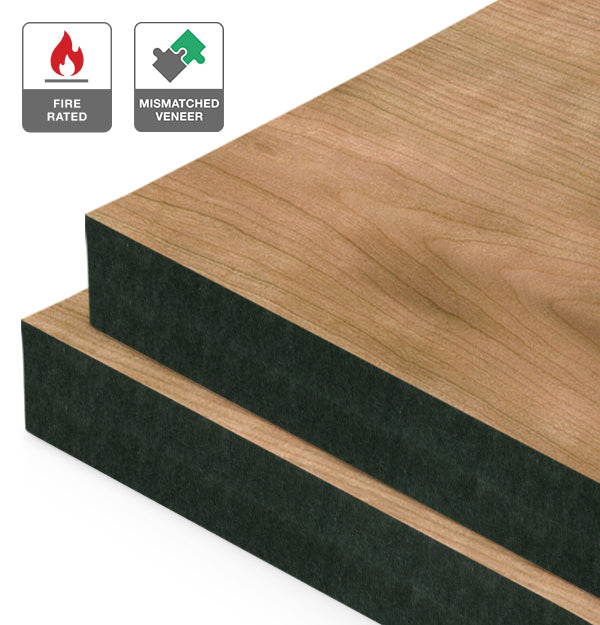 American Cherry Veneer Mismatched on Fire Rated Black MDF