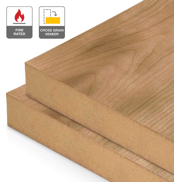American Cherry Veneer Crown Cut Cross Grain on Fire Rated MDF