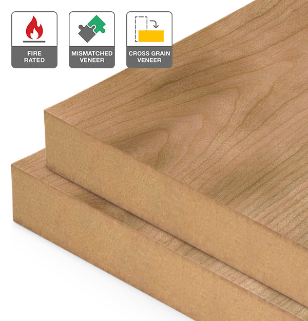 American Cherry Veneer Mismatched Cross Grain on Fire Rated MDF