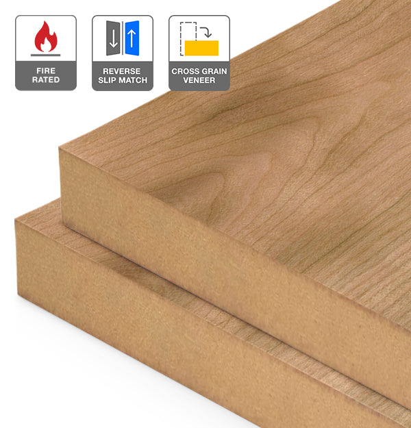 American Cherry Veneer Crown Cut Reverse Slip Match Cross Grain on Fire Rated MDF