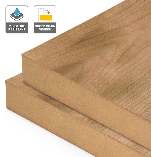 American Cherry Veneer Crown Cut Cross Grain on Moisture Resistant MDF