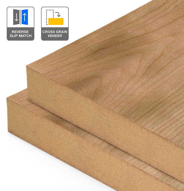 American Cherry Veneer Crown Cut Reverse Slip Match Cross Grain on MDF