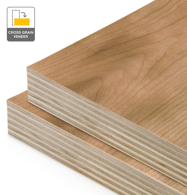 American Cherry Veneer Crown Cut Cross Grain on Plywood