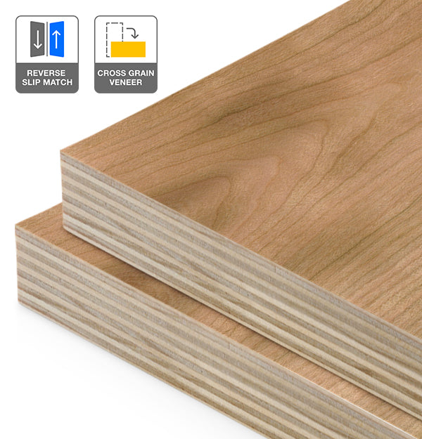 American Cherry Veneer Crown Cut Reverse Slip Match Cross Grain on Plywood