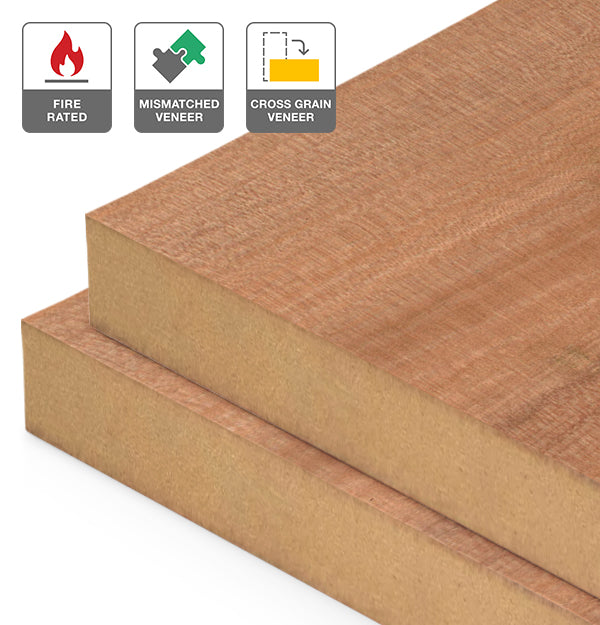 Myrtle Veneer Mismatched Cross Grain on Fire Rated MDF