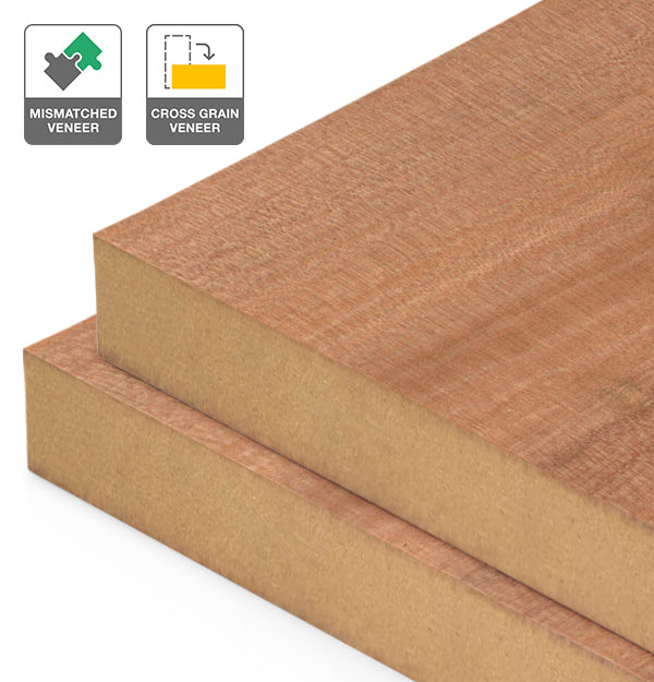 Myrtle Veneer Mismatched Cross Grain on MDF