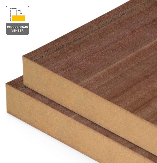 Red Gum Veneer Quarter Cut Cross Grain on MDF
