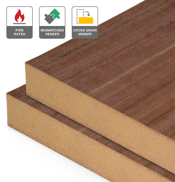 Red Gum Veneer Mismatched Cross Grain on Fire Rated MDF