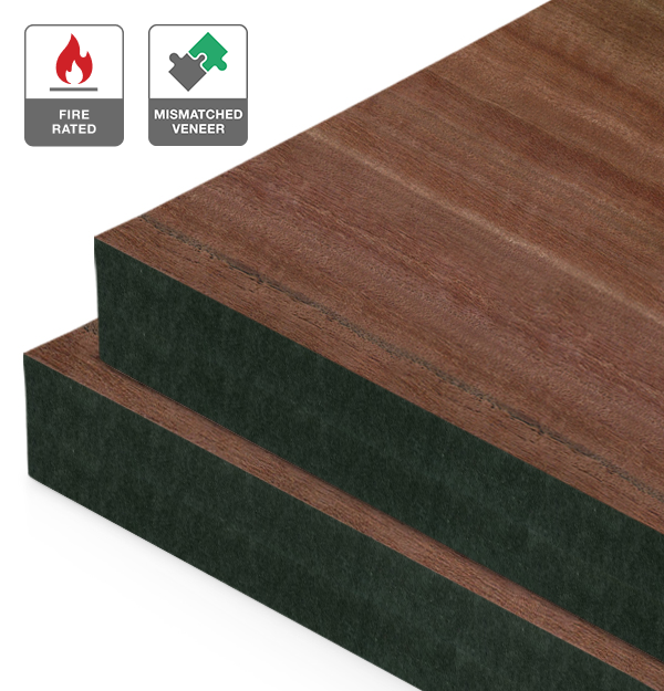 Red Gum Veneer Mismatched on Fire Rated Black MDF