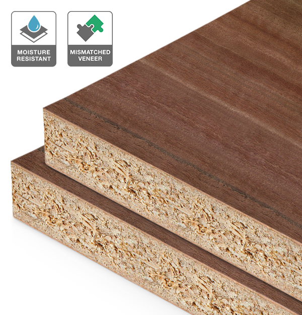 Red Gum Veneer Mismatched on HMR Moisture Resistant Particleboard