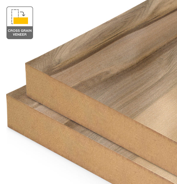 Red Heart Eucalyptus Veneer Natural Feature Grade Cross Grain on MDF