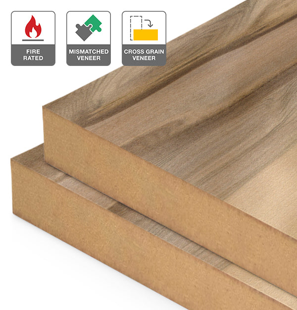 Red Heart Eucalyptus Veneer Mismatched Cross Grain on Fire Rated MDF