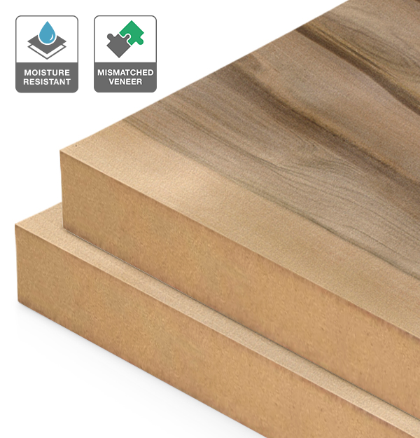 Red Heart Eucalyptus Veneer Mismatched on Moisture Resistant MDF