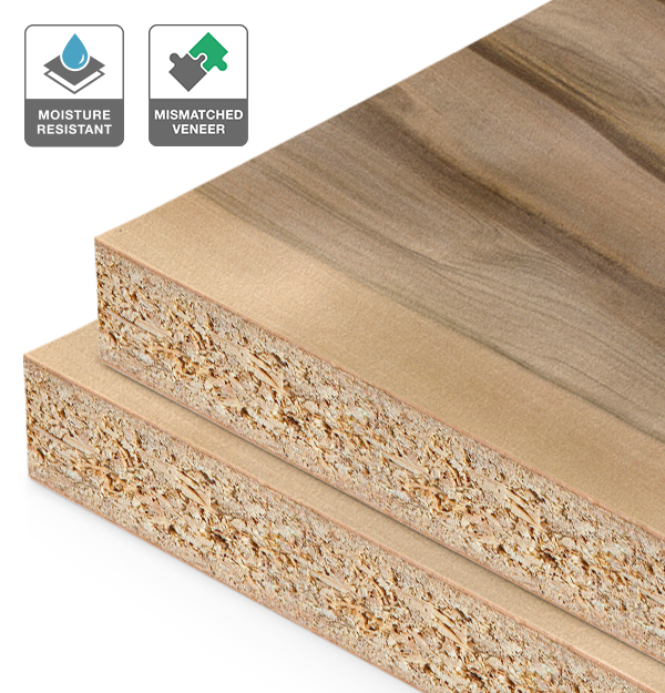 Red Heart Eucalyptus Veneer Mismatched on HMR Moisture Resistant Particleboard