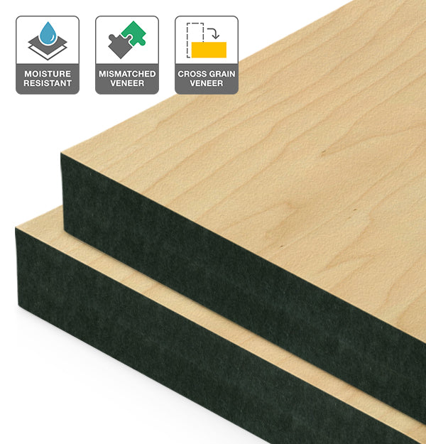 Rock Maple Veneer Mismatched Cross Grain on Black Moisture Resistant MDF