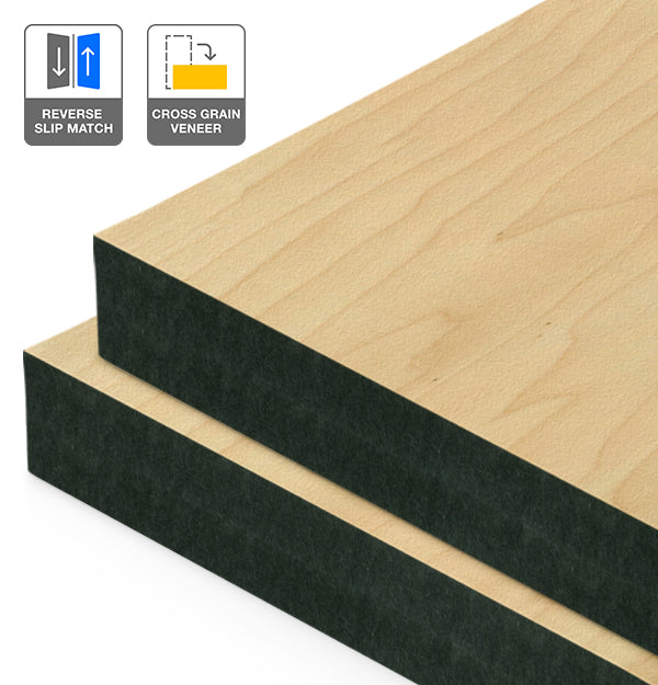 Rock Maple Veneer Crown Cut Reverse Slip Match Cross Grain on Black MDF