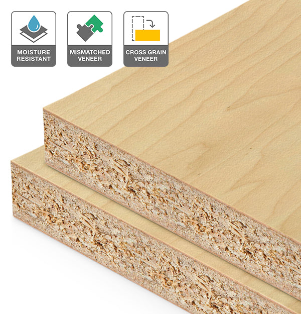 Rock Maple Veneer Mismatched Cross Grain on HMR Moisture Resistant Particleboard