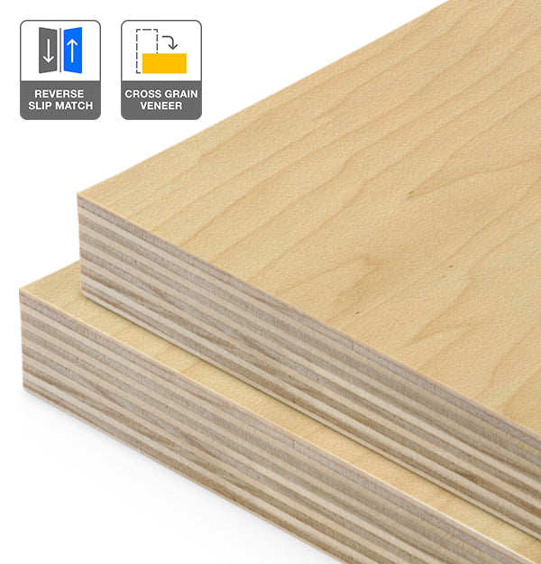 Rock Maple Veneer Crown Cut Reverse Slip Match Cross Grain on Plywood