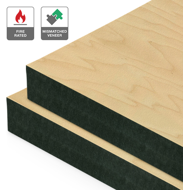 Rock Maple Veneer Mismatched on Fire Rated Black MDF