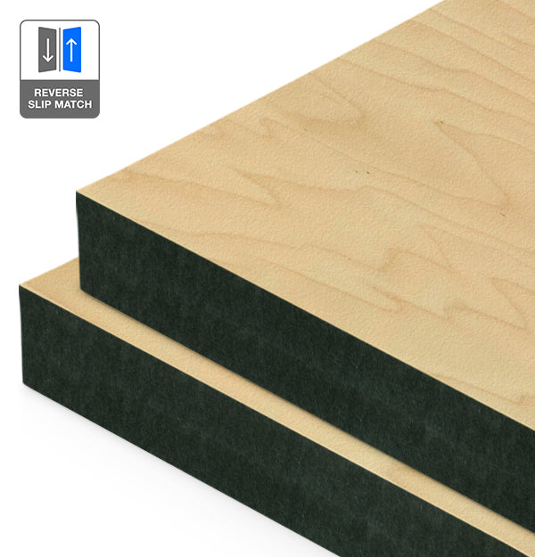 Rock Maple Veneer Crown Cut Reverse Slip Match on Black MDF