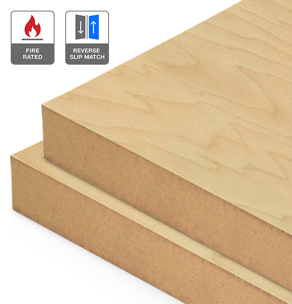Rock Maple Veneer Crown Cut Reverse Slip Match on Fire Rated MDF