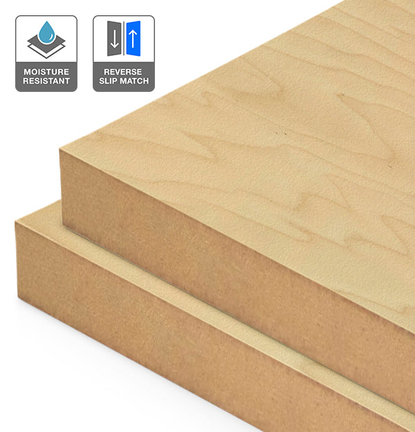 Rock Maple Veneer Crown Cut Reverse Slip Match on Moisture Resistant MDF