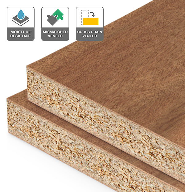 Sapele Veneer Mismatched Cross Grain on HMR Moisture Resistant Particleboard