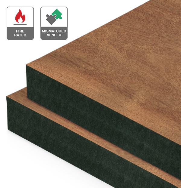 Sapele Veneer Mismatched on Fire Rated Black MDF