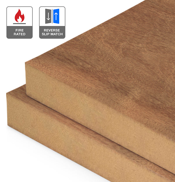 Sapele Veneer Crown Cut Reverse Slip Match on Fire Rated MDF