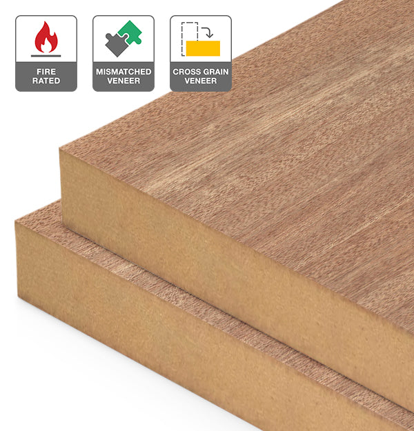 Sliced Pacific Maple Veneer Mismatched Cross Grain on Fire Rated MDF