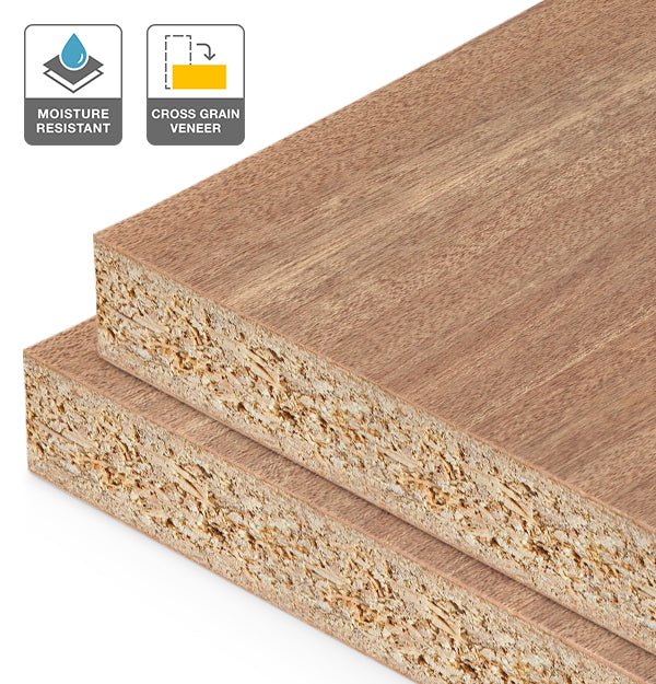 Sliced Pacific Maple Veneer Quarter Cut Cross Grain on HMR Moisture Resistant Particleboard