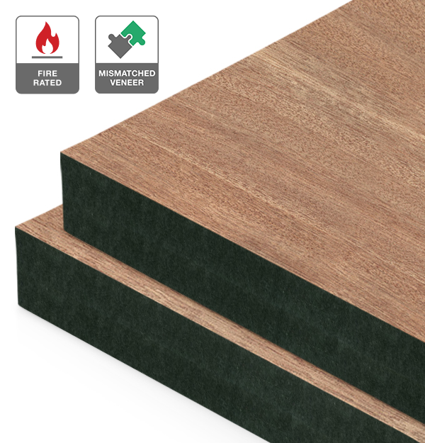 Sliced Pacific Maple Veneer Mismatched on Fire Rated Black MDF