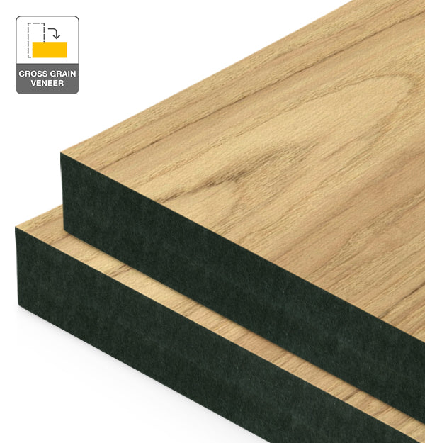 American Oak Veneer Crown Cut Cross Grain on Black MDF