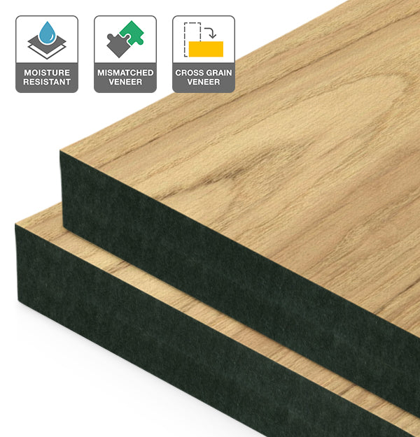 American Oak Veneer Mismatched Cross Grain on Black Moisture Resistant MDF