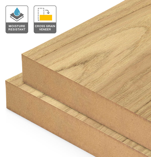 American Oak Veneer Crown Cut Cross Grain on Moisture Resistant MDF