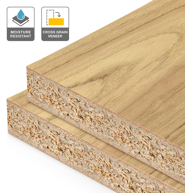 American Oak Veneer Crown Cut Cross Grain on HMR Moisture Resistant Particleboard