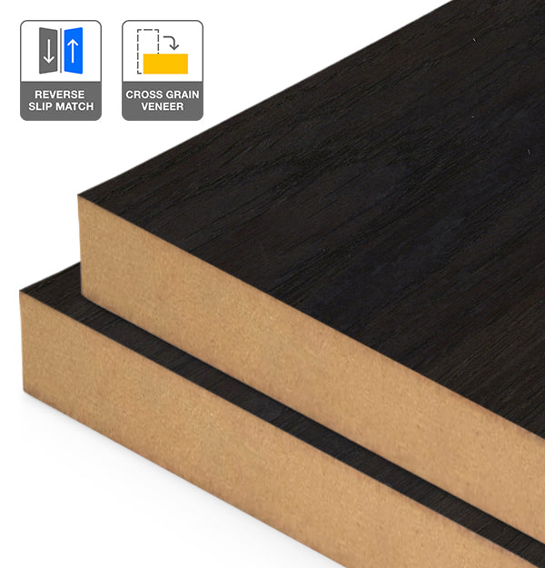Smoked Oak Veneer Crown Cut Reverse Slip Match Cross Grain on MDF