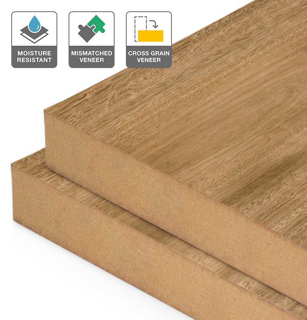 Spotted Gum Veneer Mismatched Cross Grain on Moisture Resistant MDF