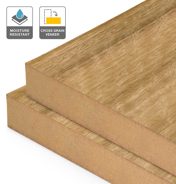 Spotted Gum Veneer Quarter Cut Cross Grain on Moisture Resistant MDF