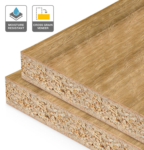 Spotted Gum Veneer Quarter Cut Cross Grain on HMR Moisture Resistant Particleboard
