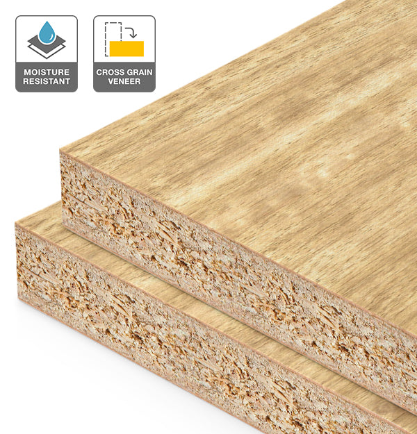 Tasmanian Ash Veneer Quarter Cut Cross Grain on HMR Moisture Resistant Particleboard