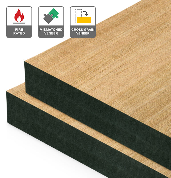 Tasmanian Oak Veneer Mismatched Cross Grain on Fire Rated Black MDF